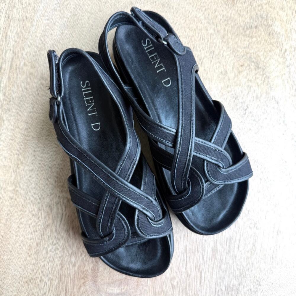 Silent D Strappy Black Platform Sandals Size‎ 36 Comfort Sole NWOB Minimalist